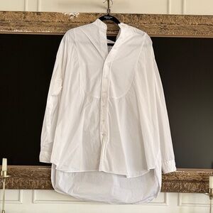Frank & Eileen White Band Collar Button-Down Shirt